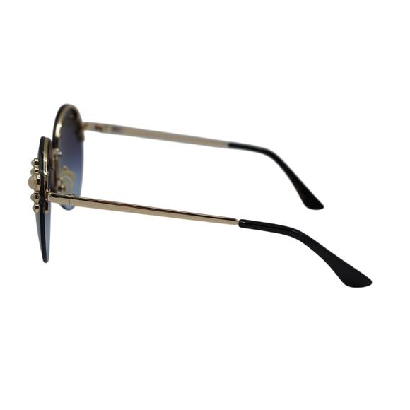 Quay Sunglasses I'm Rich Gold Frames/Smokey Blue Lenses W/Pearls - Picture 2 of 7